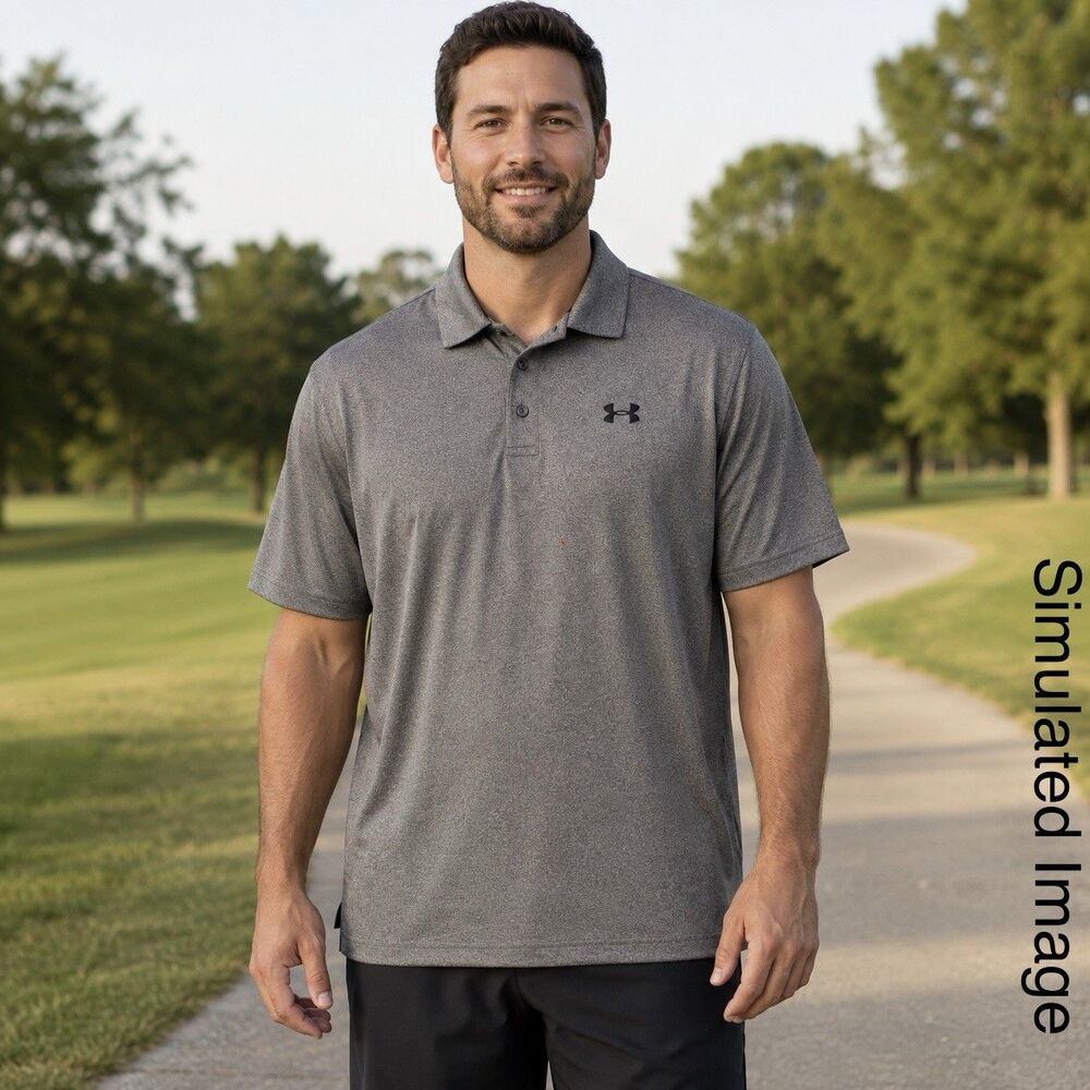 Under Armour HeatGear Polo Mens XL Gray Loose Fit Golf Performance Shirt